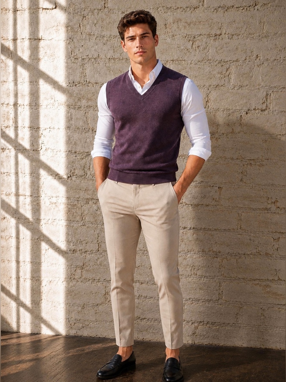 House of Bruar Pure Lambswool Plum-Sz. S